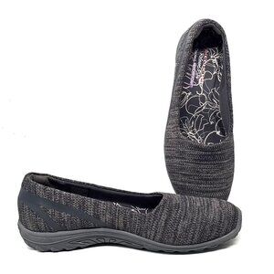 Skechers Reggae Fest Dread Knit Gray Black Slip on Relaxed Fit Flats Women's 11